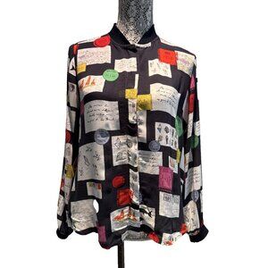 Milano made in ITALY, Women Blouse long sleeve, Size 38, Nautical print